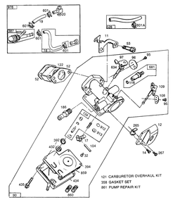 Carburetor Assembly Diagram and Parts List for 62032-0131-XX  Briggs and Stratton Engine